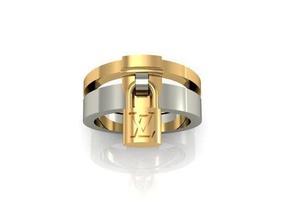 louis vuitton ring gold diamond silver metallic engagem jewelry rings 3d print model - Mito3D