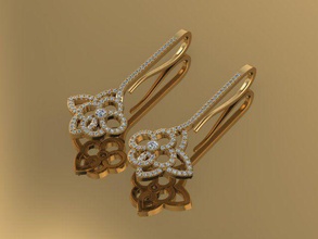 louis vuitton white gold diamond flower dangle earrings jewelry shining earring 3d print model - Mito3D