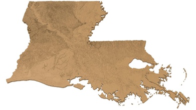 louisiana relief map art america national state maps albama united states 3d printer other 3d print model - Mito3D
