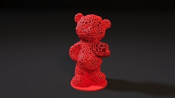 love bear valentine day heart voronoi loved 3d printable mold hearth toon cartoon romance gift symbol candy stone present sweet art 3d print model - Mito3D