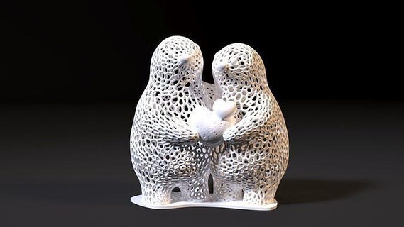 l'amour ours kumaty 2 valentin journée cœur voronoi aimé imprimable foyer toon dessin animé romance mariage symbole calcul doux miniatures figurines maison décor 3d print model - Mito3D