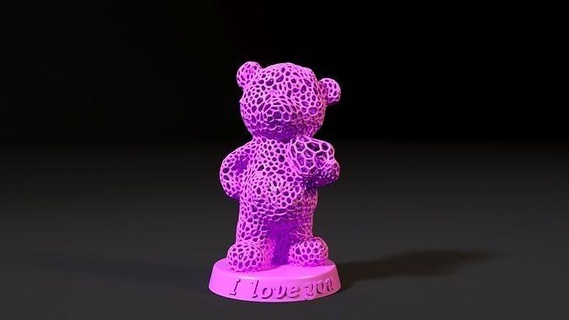 amor oso enamorado día corazón voronoi amado molde hogar toon romance regalo Boda símbolo Roca presente dulce miniaturas figuritas Arte 3d print model - Mito3D