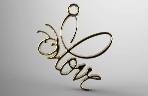 love bee pendant jewelry fashion jewel pendants 3d print model - Mito3D