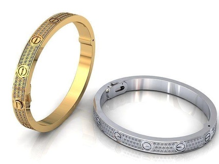 Aşk bilezik döşemek 17 cm boyut bracelt takı altın gümüş elmas yazdırılabilir mücevher moda sterlin tasarım parlak bilezikler güzellik nişan ikonik 3d print model - Mito3D