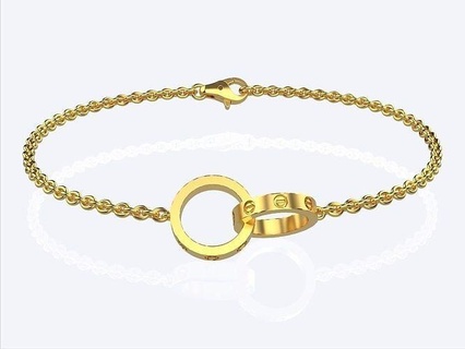 amar pulseira luxo joalheria ouro prata imprimível colar brinco argolas diamante anel noivado pingente esterlina manufatura moda pulseiras 3d impressão jóia 3d print model - Mito3D