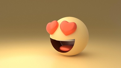 amor emoji 3d emoticon dibujos animados cara amarillo corazón risa beso enojado contento sonreír triste sensación infeliz computadora emoción emoticonos paquete smiley arte señales logos 3d print model - Mito3D