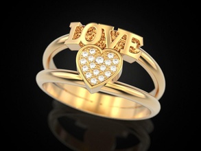 love heart ring jewelry print 3dprinted jewellery printable rings jewel golden fashion printabl printing gold prototyping silver wedding lettering letters 3d print model - Mito3D