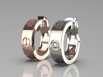 l'amour cerceau boucles d'oreilles bijoux argent diamant femme or bijou 3d print model - Mito3D
