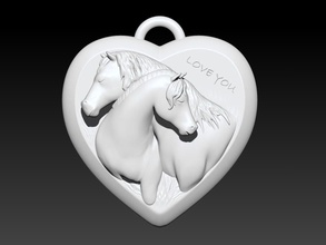 love horses pendant valentines character human clothing valentine printing necklace fashion beauty romantic jewelry pendants 3d print model - Mito3D