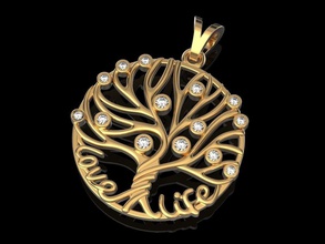 love life pendant jewelry print 3dprinted jewellery printable design jewel golden fashion printabl printing gold prototyping silver tree pendants 3d print model - Mito3D