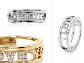 amor anillo brillante banda Estados Unidos Canadá Europa compromiso Boda 14k diseño Moda plata oro joya joyería curvas imprimible matrimonio anillos 3d print model - Mito3D