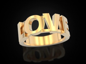 love ring 3 jewelry print 3dprinted jewellery printable rings design jewel golden fashion printabl printing gold prototyping silver wedding lettering letters 3d print model - Mito3D