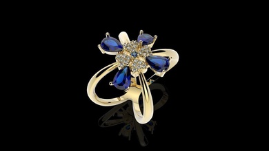 amor anel de trevo jóias jóia diamante em 3d moda anéis da forma ouro prata prototipagem brilhantes beleza noivado safira 3d print model - Mito3D