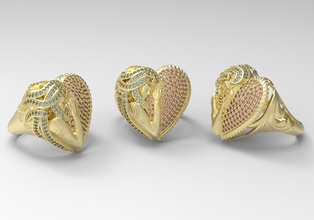 aşk uyku melek takı altın mücevher lüks yazdırılabilir yüzük gümüş 3d zbrush matris gemvision gergedan yüzükler 3d print model - Mito3D