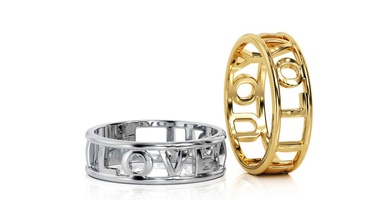 vous aime bande anneau r 0074 bijoux brillant pendentif états-unis canada l'europe de l'engagement mariage 14k la conception mode d'argent or joyau l'anneau les courbes boucle d'oreille l'amour anneaux 3d print model - Mito3D