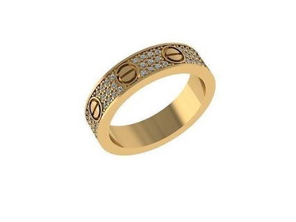 geliebt Hochzeit Band Diamant gepflastert 16 5mm Liebe Gold Valentinstag Schmuck Ring Ringe Juwel brillant Mode Luxus 3d print model - Mito3D