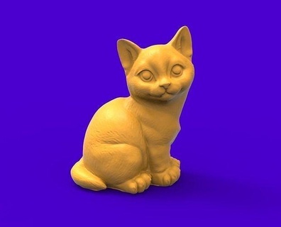 charmant chat doux petit poilu animal catamount art sculptures 3d print model - Mito3D