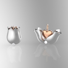 lovely tulip heart locket jewellerychallenge jewelry tulips flowers flower pendants 3d print model - Mito3D