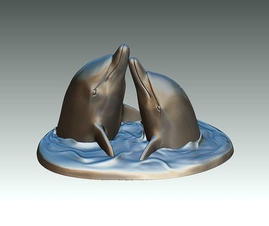 amoureux dauphins dauphin océan nature animal mammifère mer Marin sculpture jouet poisson faune zbrush nager vague miniatures figurines l'amour l'eau art sculptures 3d print model - Mito3D