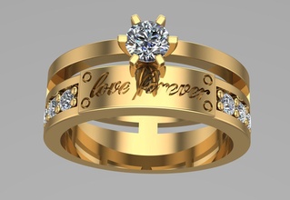 love forever ring jewel gold printable silver gent jewellery 3dprint fashion symbol jewelry rings heart wedding engagement 3d print model - Mito3D