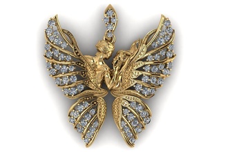 liebend Schmetterling pandent Gold Luxus leuchtenden Dekoration Schmuck Juwel Silber Diamant Ring Mode brillant Schönheit Saphir Halsketten 3d print model - Mito3D
