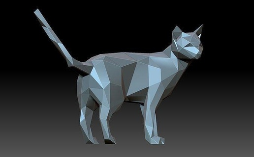 low-poly cat cats animal lowpoly low poly polygonal kitty zoo origami art sculptures 3d print model - Mito3D