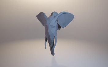 low-poly elefante modelo casa lowpoly baja poli lobo de papel la artesanía papercraft pepakura animal cartón plegado cabeza el trofeo interior impresión decoración escultura desig elepha 3d print model - Mito3D