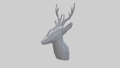 low-poly wall mounted deer head animal poly lowpoly polygonal wild horn horns forest nature fauna decoration accessory stag elk house decor 3d print model - Mito3D