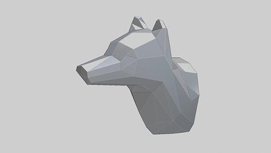 low poly mauer montiert wolf kopf tier lowpoly polygonal wild wald dekoration haus dekor hund heiser canis canid 3d print model - Mito3D