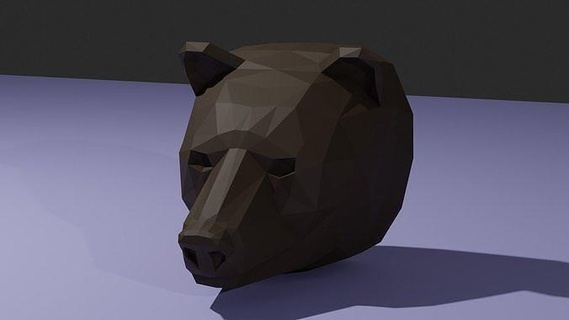 faible poly ours tête animal lowpoly nature mammifère créature visage art sculptures 3d print model - Mito3D