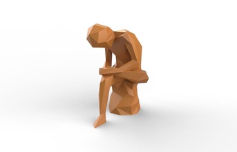low poly boy taking out thorn abstract 3d model art design figure body statue geometric shape figurine lowpoly sculpture sculptures 3d print model - Mito3D
