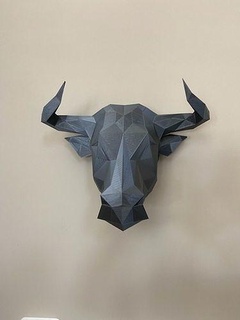 low poly bull head bullhead house decor 3d print model - Mito3D
