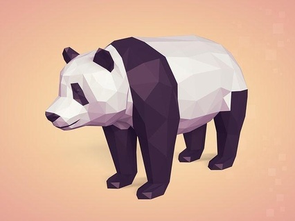 düşük poli karikatür panda ayı hazır 3d baskı hayvan Sanat stil heykel heykelcik düz tasarım Yazdır Japon kağıt katlama sanatı şekil vermek çokgen modern geometrik Çin heykeller 3d print model - Mito3D