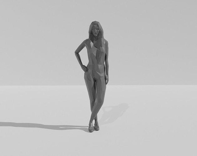 faible poly personnage 3d modèle femme lowpoly intérieur Jeu polygones homme sculpture dessin animé anatomie architecture mixeur femelle art sculptures 3d print model - Mito3D