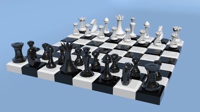 poly schach einstellen spiel ritter bischof königin mittelalterlich schloss krieg stück spielzeug spiele spielzeuge tafel krieger 3d print model - Mito3D