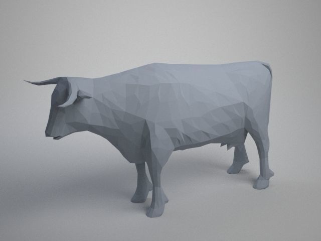 poli inek çokgen boğa hayvan süt çiftlik keçi batı sanat düşük doğa 3D print model - Mito3D