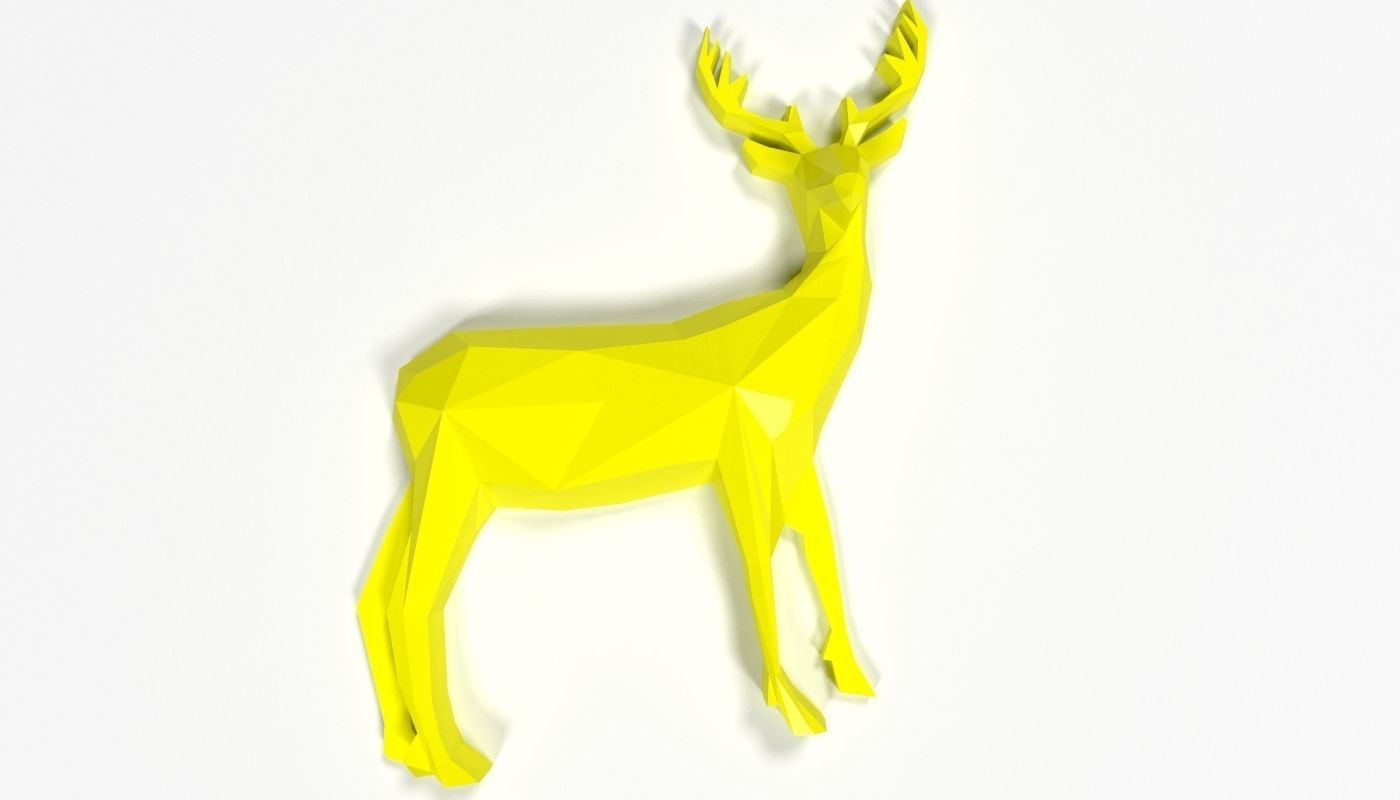 poly cerf abstrait broche 3d impression art lowpoly 3dp wapiti animal stl mammifère vêtements personnage animaux nature bijoux accessoire mode pendentif 3D print model - Mito3D