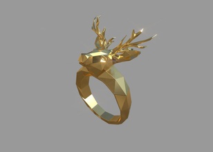 low poly deer ring jewelry jewelery lowpoly 3d 3dprinting rings printable 3d print model - Mito3D