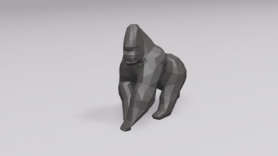 poly gorilla animal africa desk home decoration sculpture toy art primate strength strong wild ape monkey mammal sculptures 3d print model - Mito3D