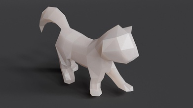 escuela politécnica gatito 01 gato animal felino naturaleza lowpoly polígono doblada papel papercraft escultura miniatura coleccionable doblez arte geométrico esculturas 3d print model - Mito3D