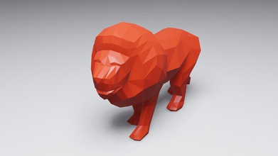 poli leone poligonale scultura of africano animale re selvaggio arte decorazione casa scrivania giocattolo natura gatto sculture 3d print model - Mito3D