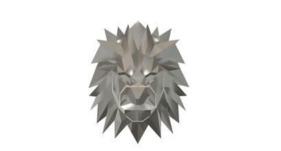 low poly lion head low-poly art nature geometric paper origami animal mammal shape sculptures 3d print model - Mito3D