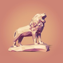 poli aslan heykel hazır 3d baskı hayvan karikatür sanat stil şekil vermek heykelcik düz tasarım yazdır taş japon kağıt katlama sanatı çokgen modern minyatür heykeller 3d print model - Mito3D