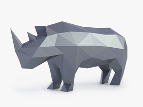 low poly rhinoceros sculpture art rhino animal statue faceted geometric modern sculptures 3d print model - Mito3D