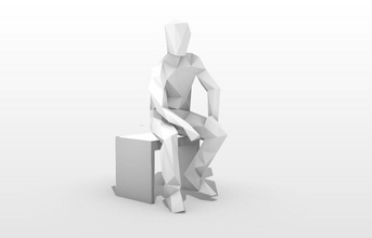 poli sentado homem escultura masculino origami arte corpo estátua assento deco resumo esculturas 3d print model - Mito3D