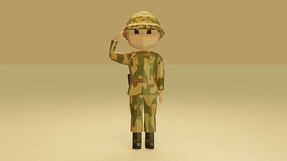 low poly soldier blender character game lowpoly military colection 3d print figurine war army games toys 3d print model - Mito3D