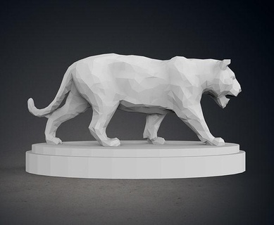 low poly tiger statue animal wild sculpture art nature beast sculptures 3d print model - Mito3D
