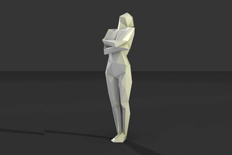 escuela politécnica mujer pie lowpoly obra arte escultura figura moda desunido ilustración humano estatuilla cuerpo personaje personas 3dprint diseño estatua maniquí conceptual esculturas 3d print model - Mito3D