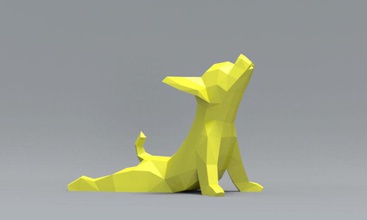 polygon chihuahua hund modell 3d drucken tier komisch yoga 3dprint druckbar lowpoly kunst skulptur statue yogaposer skulpturen 3d print model - Mito3D