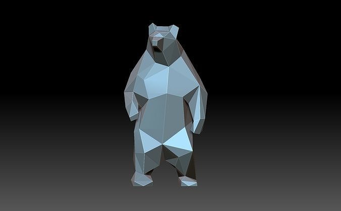 Lowpoly Bär Polar Tier Teddy Grizzly Figur poly polygonal Origami Kunst Skulpturen 3D print model - Mito3D